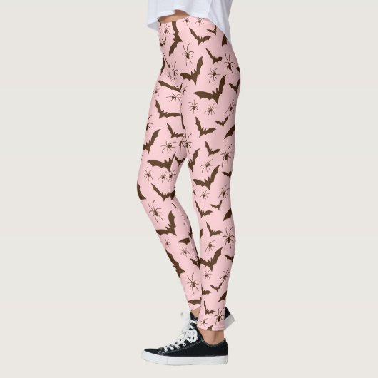 Fledermäuse Spinnen Pink Girlie Retro Einfaches Ha Leggings (Links)