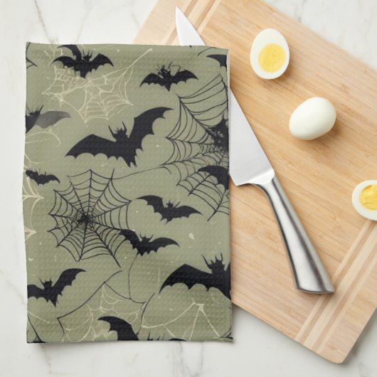 Fledermäuse, Spinnen und Webs Design Küchentücher (Viertel Falte)