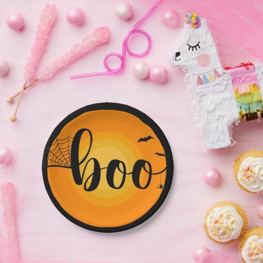 Fledermäuse Spinnennetztypografie-Halloween-Party Pappteller (Party)