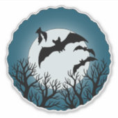 Fledermäuse und Bäume gegen den Mond Aufkleber (Vorderseite)