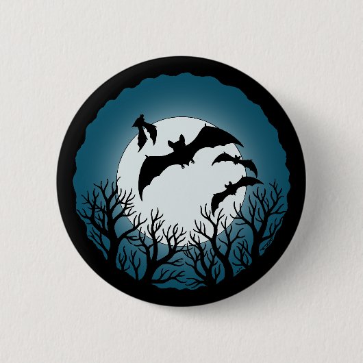 Fledermäuse und Bäume gegen den Mond Button (Vorderseite)