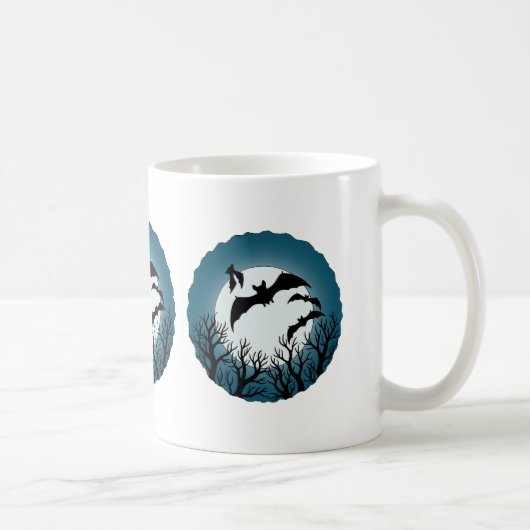 Fledermäuse und Bäume gegen den Mond Kaffeetasse (Rechts)
