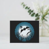 Fledermäuse und Bäume gegen den Mond Postkarte (Stehend Vorderseite)