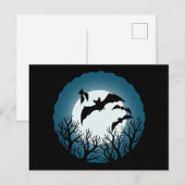 Fledermäuse und Bäume gegen den Mond Postkarte (Vorne/Hinten)
