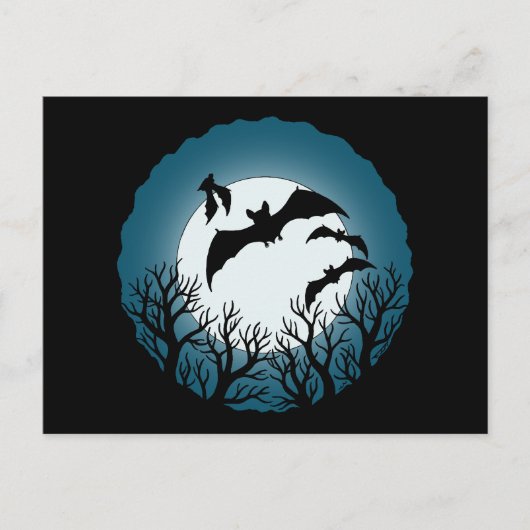 Fledermäuse und Bäume gegen den Mond Postkarte (Vorderseite)