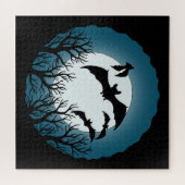 Fledermäuse und Bäume gegen den Mond Puzzle (Horizontal)