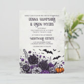 Fledermäuse und Blume Hochzeiten Einladung (Stehend Vorderseite)