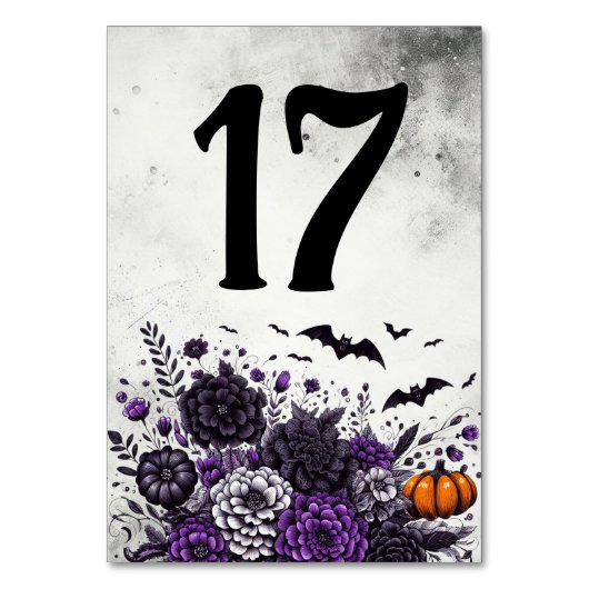 Fledermäuse und Blumen Tisch Nummer 17 Tischnummer (Vorderseite)