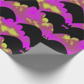 Fledermäuse und Bohnen rosa gelb Geschenkpapier (Ecke)