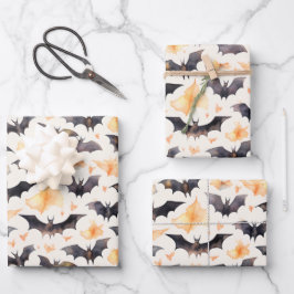 Fledermäuse und Herbstleaves Elegantes Halloween Geschenkpapier Set
