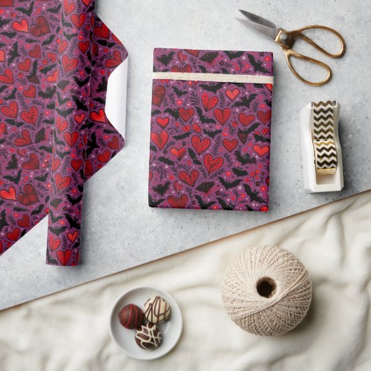 Fledermäuse und Herz Geschenkpapier (Kunsthandwerk)