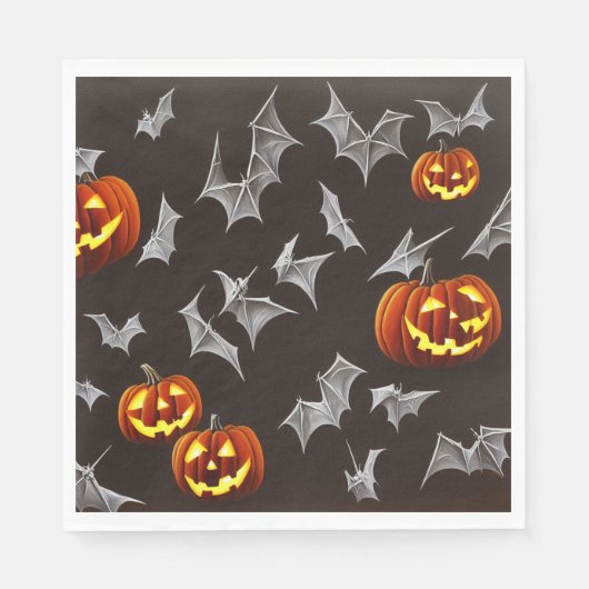 Fledermäuse und Jack-O-Lanterns - Papierflossen Serviette (Vorderseite)