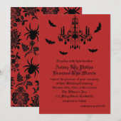 Fledermäuse und Kronleuchter zum Hochzeitsempfang Einladung (Vorne/Hinten)