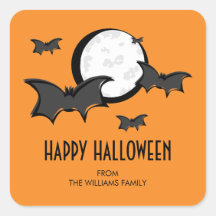 Fledermäuse und Mond Halloween Square Sticker Oran