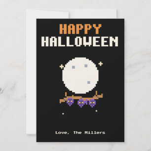 Fledermäuse und Mond Pixel Art Halloween-Karte Feiertagskarte