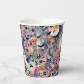 Fledermäuse und Pumpkins Farbige Abstrakte Wasserf Pappbecher (Links)