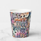 Fledermäuse und Pumpkins Farbige Abstrakte Wasserf Pappbecher (Rechts)