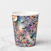 Fledermäuse und Pumpkins Farbige Abstrakte Wasserf Pappbecher (Vorderseite)