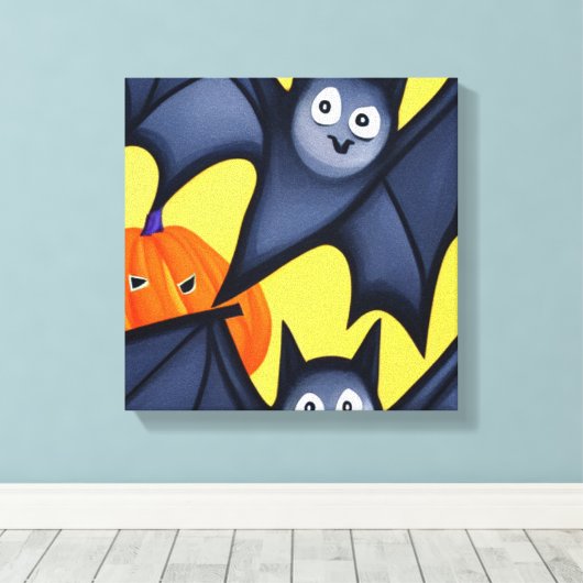 Fledermäuse und Pumpkins Leinwanddruck (Insitu (Holzboden))