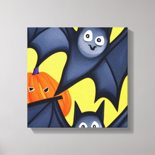 Fledermäuse und Pumpkins Leinwanddruck (Vorderseite)