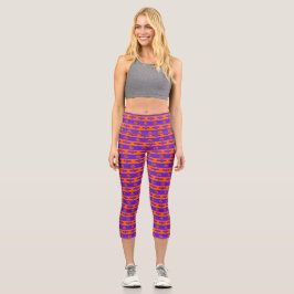 Fledermäuse und Pumpkins Orange und Lila Streifen Capri Leggings