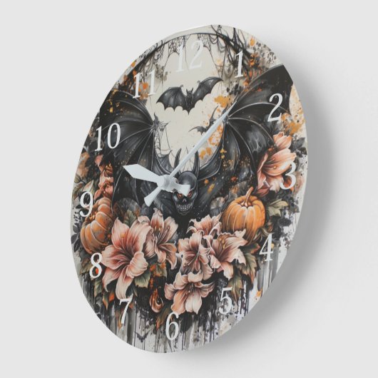 Fledermäuse und Pumpkins Wall Clock Große Wanduhr (Winkel)