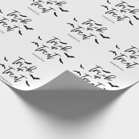 Fledermäuse und Trick oder behandeln Skripttext-Ha Geschenkpapier (Ecke)