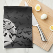 Fledermäuse und Vollmond-Halloween Geschirrtuch (Viertel Falte)