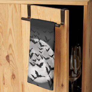 Fledermäuse und Vollmond-Halloween Geschirrtuch