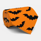 Fledermausmuster aus schwarzem Halloween-Party Krawatte (Gerollt)