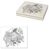 Fledgeling Raven mit Apfelblumen Gummistempel (Stempel)