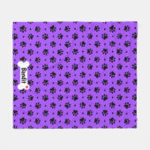 Fleece Bla für Schwarze Dog Paw-Drucke und Herz-Mu (Vorderseite (Horizontal))