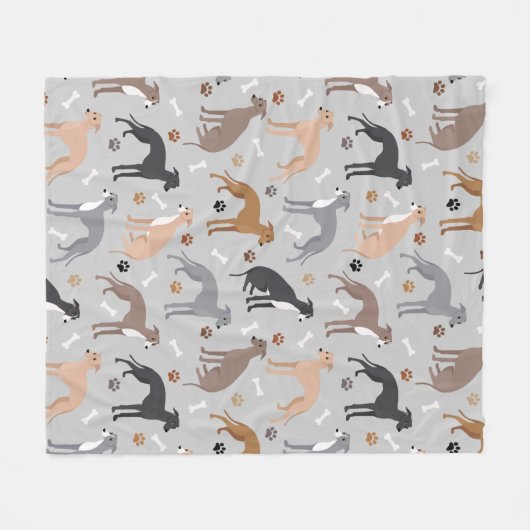 Fleece Blanke, Greyhound Dog Bones and Paws (Vorderseite (Horizontal))