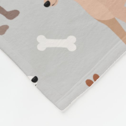 Fleece Blanke, Greyhound Dog Bones and Paws (Ecke)