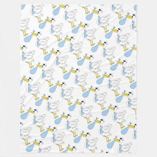 Fleece Blanket/Baby Boy Stork (Vorderseite)