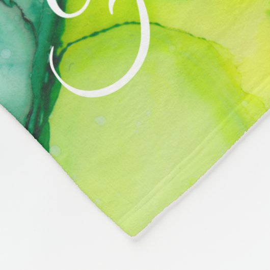 Fleece Blanket "Blue Green Blume" personalisieren (Ecke)