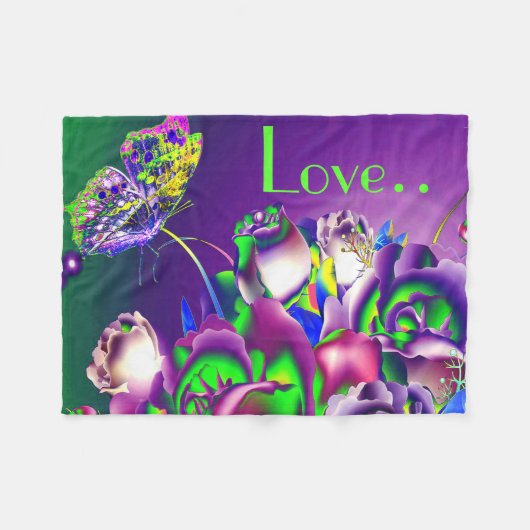 Fleece Blanket/Blume und Butterfly (Vorderseite (Horizontal))