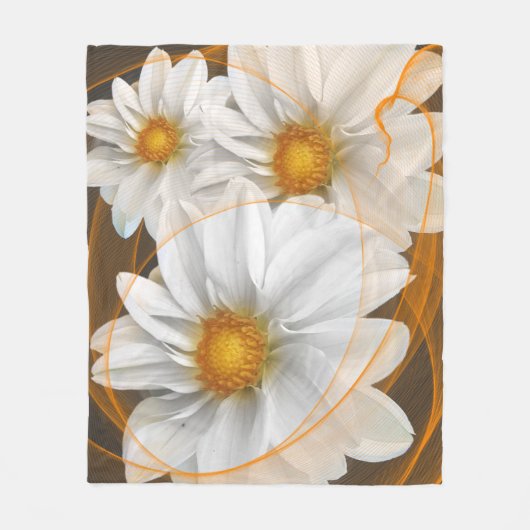 Fleece Blanket Blume Weiß Schwarz Orange (Vorderseite)