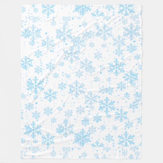 Fleece Blanket, Falling Blue Snowflakes (Vorderseite)