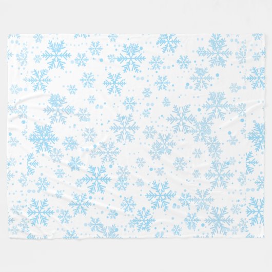 Fleece Blanket, Falling Blue Snowflakes (Vorderseite (Horizontal))
