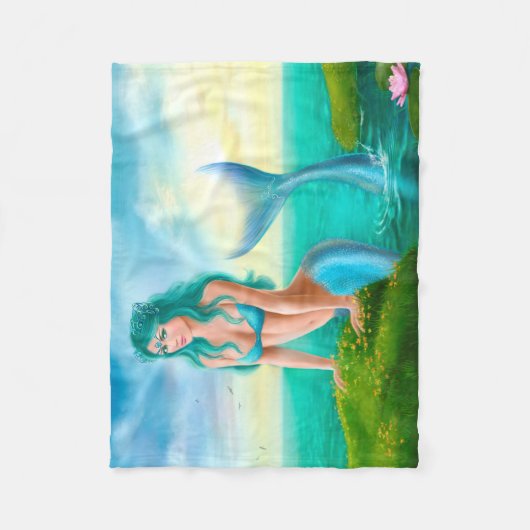 Fleece Blanket, Fantasy schöne Meerjungfrau (Vorderseite)