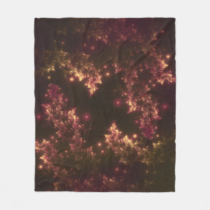 Fleece Blanket Fraktal Blätter Red Glow