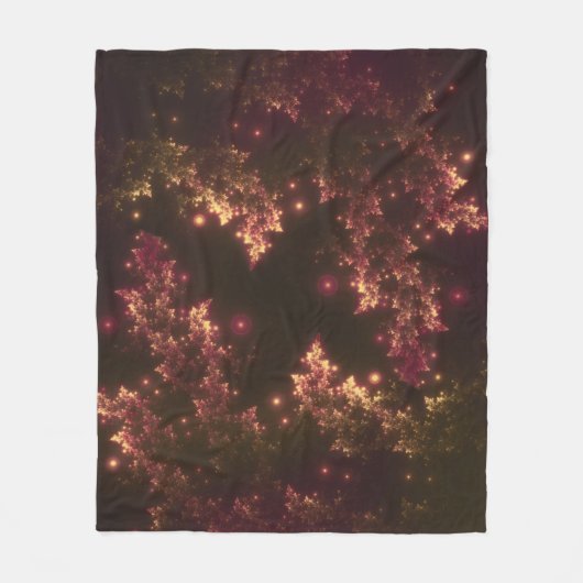 Fleece Blanket Fraktal Blätter Red Glow (Vorderseite)
