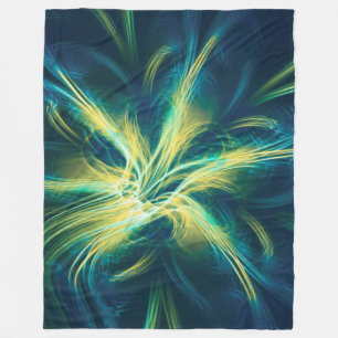 Fleece Blanket Fraktal Blume Blue Palette
