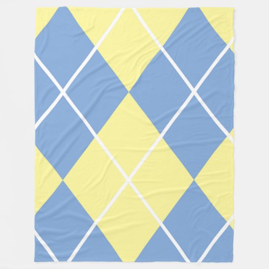 Fleece Blanket/Gelb, Blau und Weiß Diamant (Vorderseite)