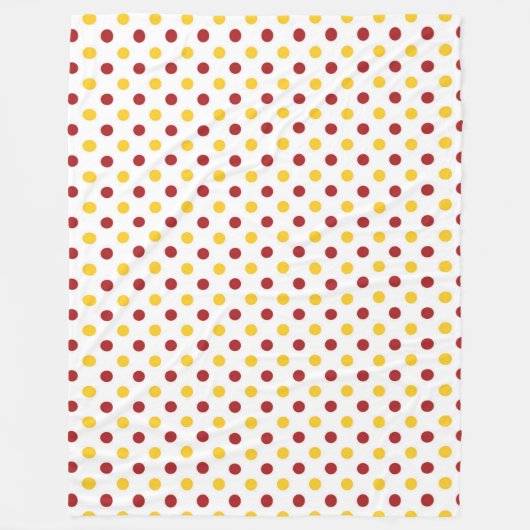 Fleece Blanket/Gelb und Burgundy Polka Dots (Vorderseite)