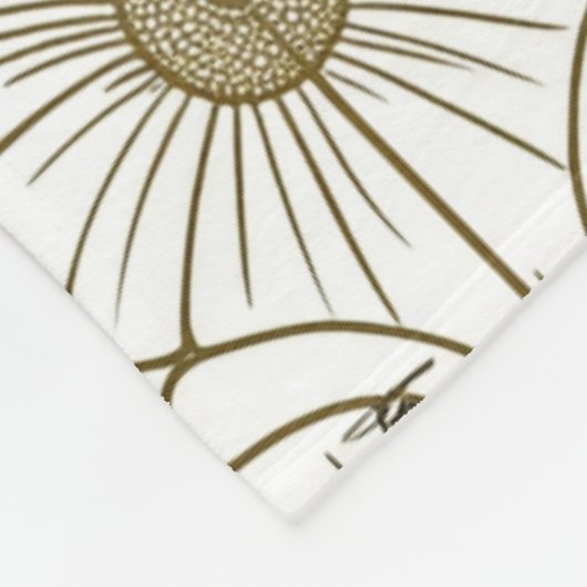 Fleece Blanket, goldene Linie, Blumenmuster (Ecke)