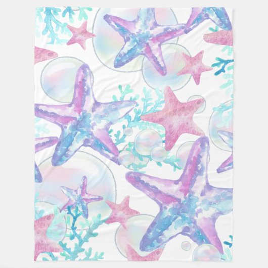 Fleece Blanket Hübsch Pink Starfish Muster (Vorderseite)
