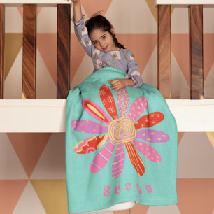 Fleece Blanket in Pastafarbe mit Name für Kinder
