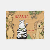 Fleece Blanket Jungle, Giraffe, Löwe, Zebra, Affe (Vorderseite (Horizontal))